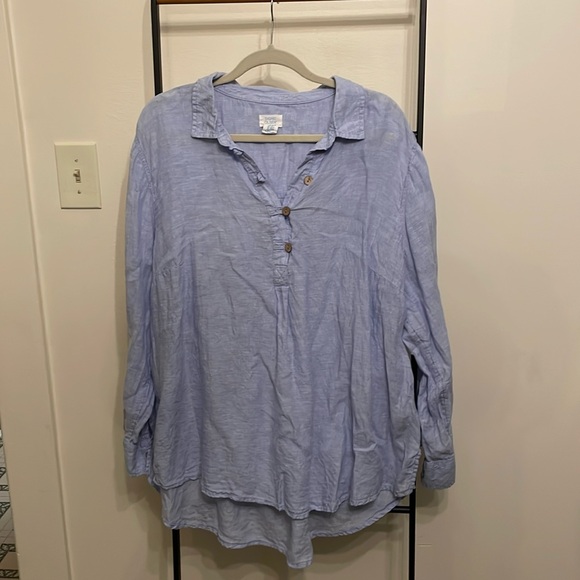 Blue linen Sigrid Olsen top - Picture 1 of 2